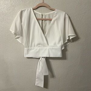 White tie back crop top